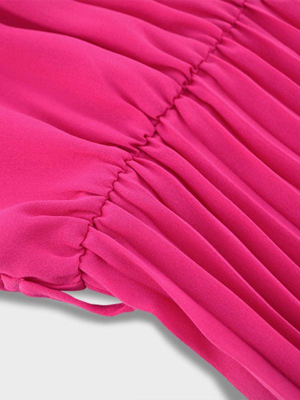 Midi Jurk met V-hals en Plooirok - Midi Dresses - Jurkjes.co