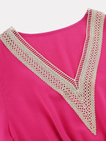 Midi Jurk met V-hals en Plooirok - Midi Dresses - Jurkjes.co