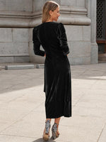 Midi Jurk met V-hals en Pofmouwen - Maxi Dresses - Jurkjes.co