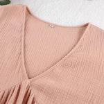 Midi Jurk met V-hals en Pofmouwen - Women Summer Dress - Jurkjes.co