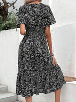 Midi Jurk met V-hals en Polka Dot Print - Group2 - Jurkjes.co