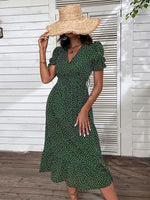 Midi Jurk met V-hals en Polka Dots - Group12 - Jurkjes.co