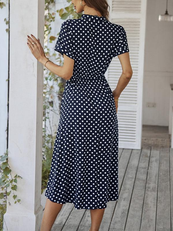 Midi Jurk met V-hals en Polka Dots - Group6 - Jurkjes.co