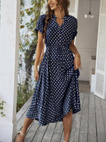 Midi Jurk met V-hals en Polka Dots - Group6 - Jurkjes.co