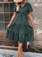 Midi Jurk met V-hals en Polka Dots - Midi Dresses - Jurkjes.co