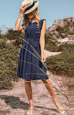 Midi Jurk met V-hals en Polka Dots - Midi Dresses - Jurkjes.co