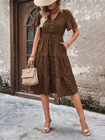 Midi Jurk met V-hals en Polka Dots - Midi Dresses - Jurkjes.co