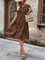 Midi Jurk met V-hals en Polka Dots - Midi Dresses - Jurkjes.co