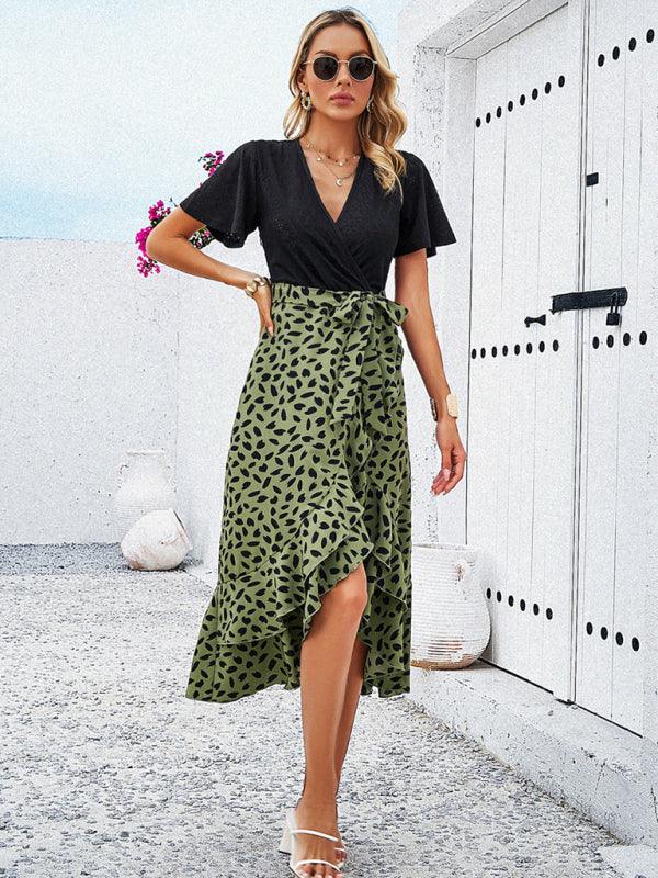 Midi Jurk met V-hals en Polka Dots - Midi Dresses - Jurkjes.co