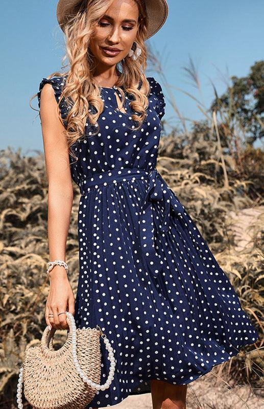 Midi Jurk met V-hals en Polka Dots - Midi Dresses - Jurkjes.co