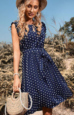Midi Jurk met V-hals en Polka Dots - Midi Dresses - Jurkjes.co