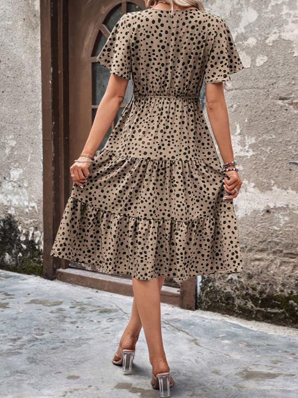 Midi Jurk met V-hals en Polka Dots - Midi Dresses - Jurkjes.co