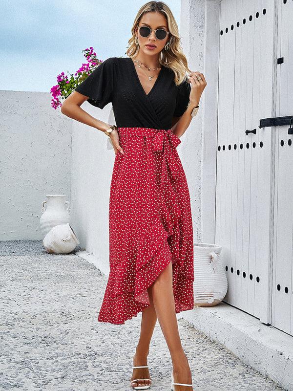 Midi Jurk met V-hals en Polka Dots - Midi Dresses - Jurkjes.co