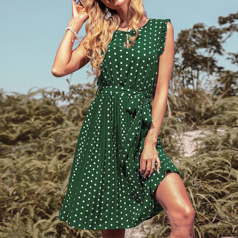 Midi Jurk met V-hals en Polka Dots - Midi Dresses - Jurkjes.co