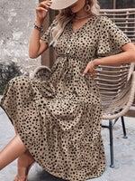 Midi Jurk met V-hals en Polka Dots - Midi Dresses - Jurkjes.co