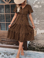 Midi Jurk met V-hals en Polka Dots - Midi Dresses - Jurkjes.co