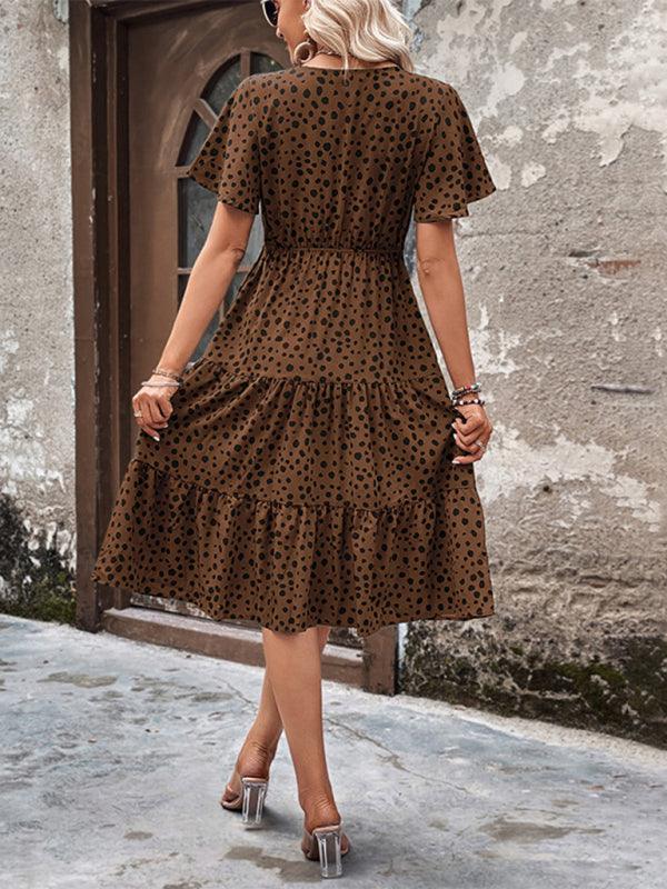 Midi Jurk met V-hals en Polka Dots - Midi Dresses - Jurkjes.co