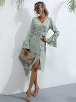 Midi Jurk met V-hals en Polkadot - Group1 - Jurkjes.co