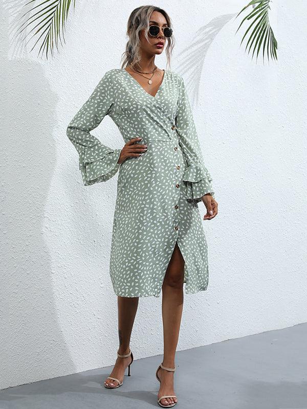 Midi Jurk met V-hals en Polkadot - Group1 - Jurkjes.co