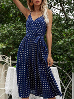 Midi Jurk met V-hals en Polkadot Print - Group3 - Jurkjes.co