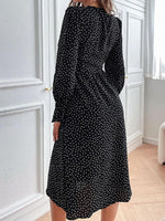 Midi Jurk met V-hals en Polkadot Print - Group3 - Jurkjes.co