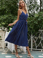 Midi Jurk met V-hals en Polkadot Print - Group3 - Jurkjes.co