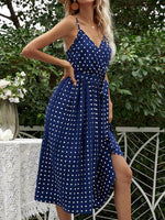 Midi Jurk met V-hals en Polkadot Print - Group3 - Jurkjes.co