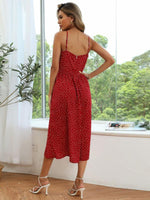 Midi Jurk met V-hals en Polkadot Print - Midi Dresses - Jurkjes.co