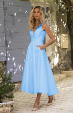 Midi Jurk met V-hals en Praktische Zakken - Midi Dresses - Jurkjes.co