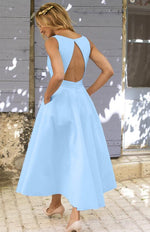 Midi Jurk met V-hals en Praktische Zakken - Midi Dresses - Jurkjes.co