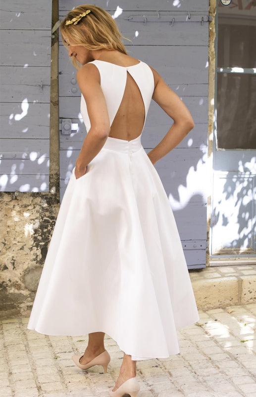 Midi Jurk met V-hals en Praktische Zakken - Midi Dresses - Jurkjes.co