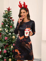 Midi Jurk met V-hals en Reindeerprint - Mini Dresses - Jurkjes.co