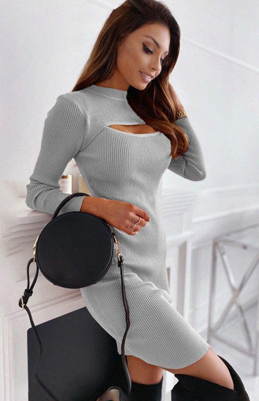 Midi Jurk met V-hals en Ribbelstructuur - Mini Dresses - Jurkjes.co