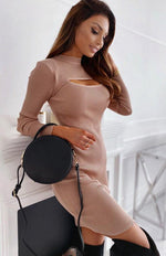 Midi Jurk met V-hals en Ribbelstructuur - Mini Dresses - Jurkjes.co