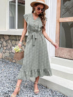 Midi Jurk met V-hals en Ruffle Zoom - Midi Dresses - Jurkjes.co