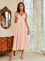 Midi Jurk met V-hals en Spaghettibandjes - Maxi Dresses - Jurkjes.co