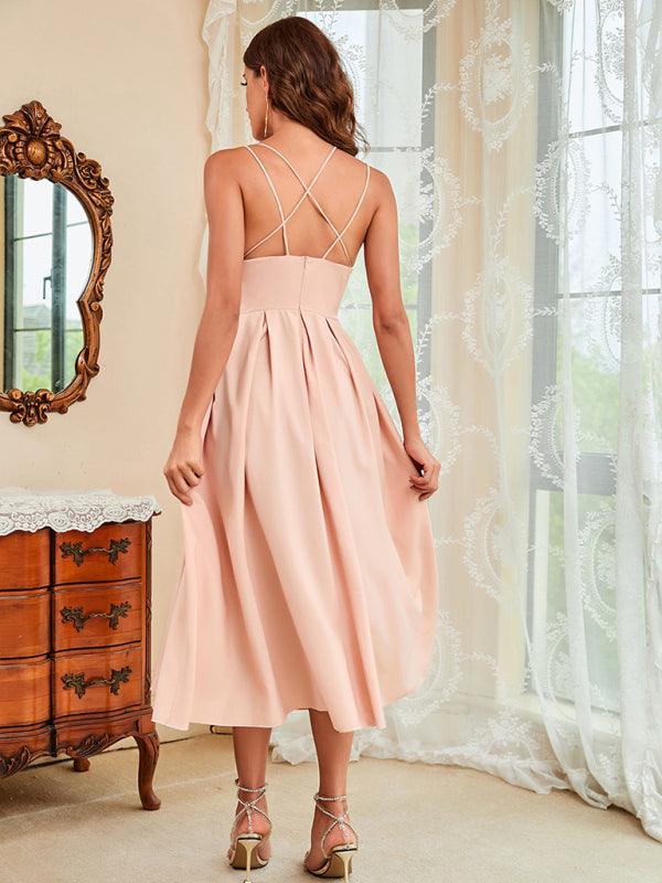 Midi Jurk met V-hals en Spaghettibandjes - Maxi Dresses - Jurkjes.co