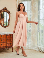 Midi Jurk met V-hals en Spaghettibandjes - Maxi Dresses - Jurkjes.co