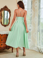 Midi Jurk met V-hals en Spaghettibandjes - Maxi Dresses - Jurkjes.co