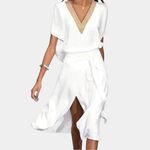 Midi-jurk met V-hals en Split - Dresses - Jurkjes.co