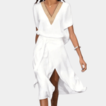 Midi-jurk met V-hals en Split - Dresses - Jurkjes.co