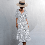 Midi-jurk met V-hals en Split - Women Summer Dress - Jurkjes.co