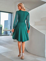 Midi Jurk met V-hals en Stippenmouwen - Mini Dresses - Jurkjes.co