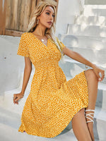 Midi Jurk met V-hals en Stippenprint - Midi Dresses - Jurkjes.co