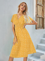 Midi Jurk met V-hals en Stippenprint - Midi Dresses - Jurkjes.co