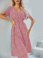 Midi Jurk met V-hals en Stippenprint - Midi Dresses - Jurkjes.co