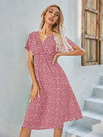 Midi Jurk met V-hals en Stippenprint - Midi Dresses - Jurkjes.co
