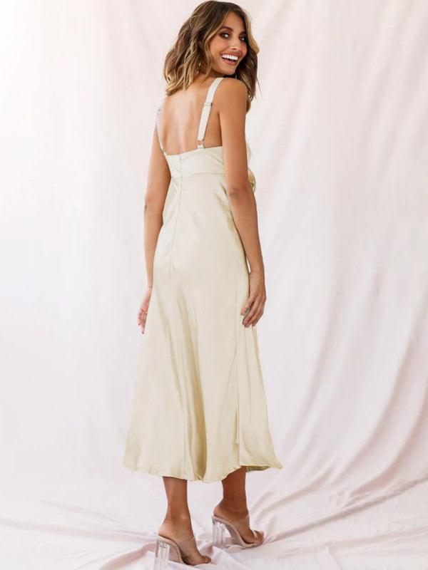 Midi Jurk met V-hals en Strikdetail - Midi Dresses - Jurkjes.co