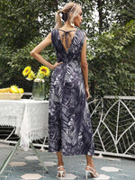 Midi Jurk met V-hals en Tropische Print - Midi Dresses - Jurkjes.co