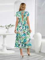 Midi Jurk met V-hals en Tropische Print - Midi Dresses - Jurkjes.co